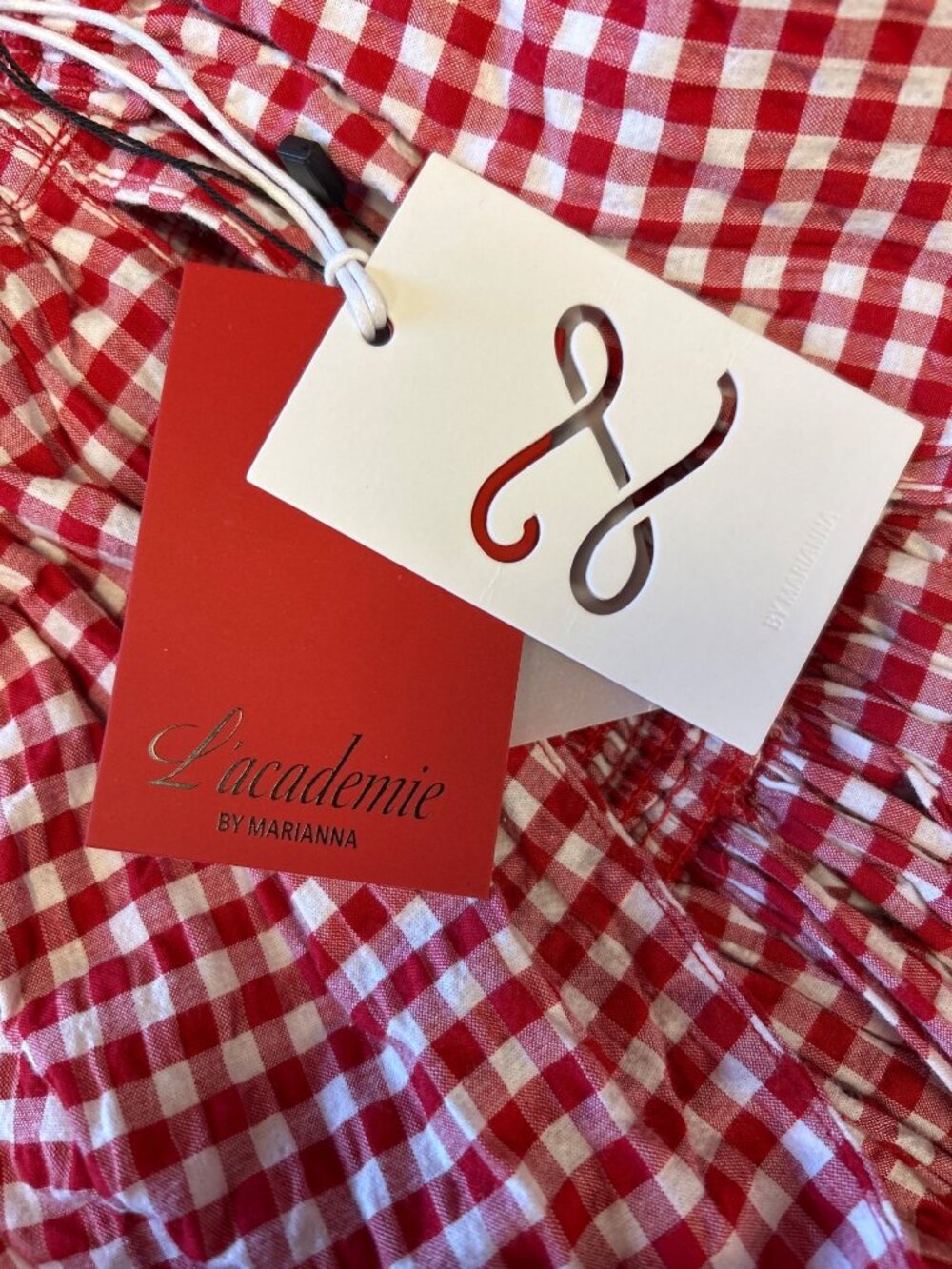 L’ACADEMIE Gwen Midi Dress Red & White Size XS NWT - Picture 9 of 9